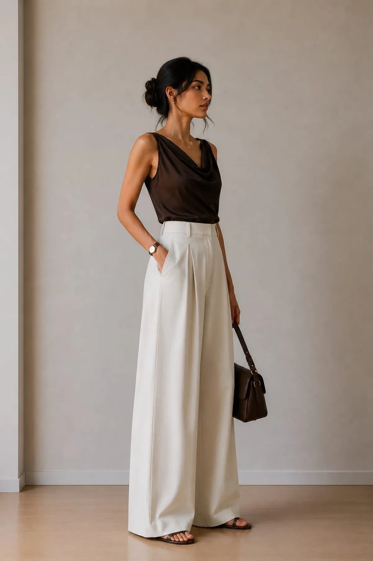 Korean Style High Waist Chein Cream