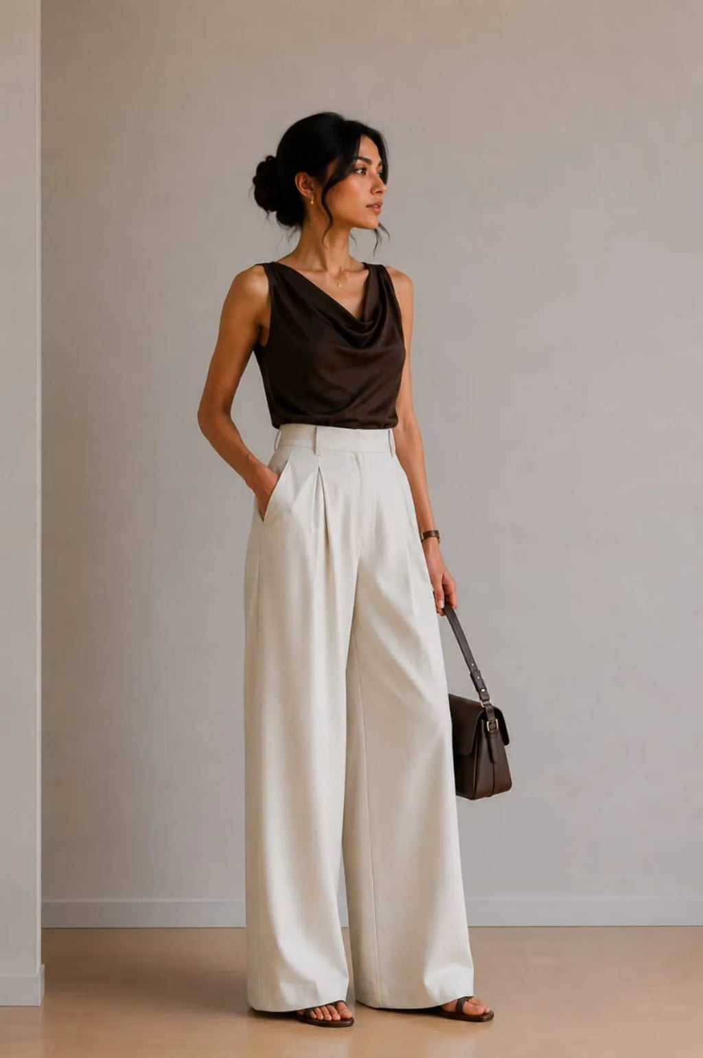 Korean Style High Waist Chein Cream