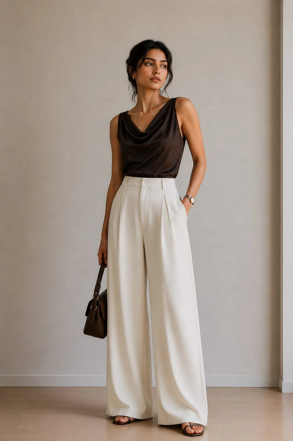Korean Style High Waist Chein Cream