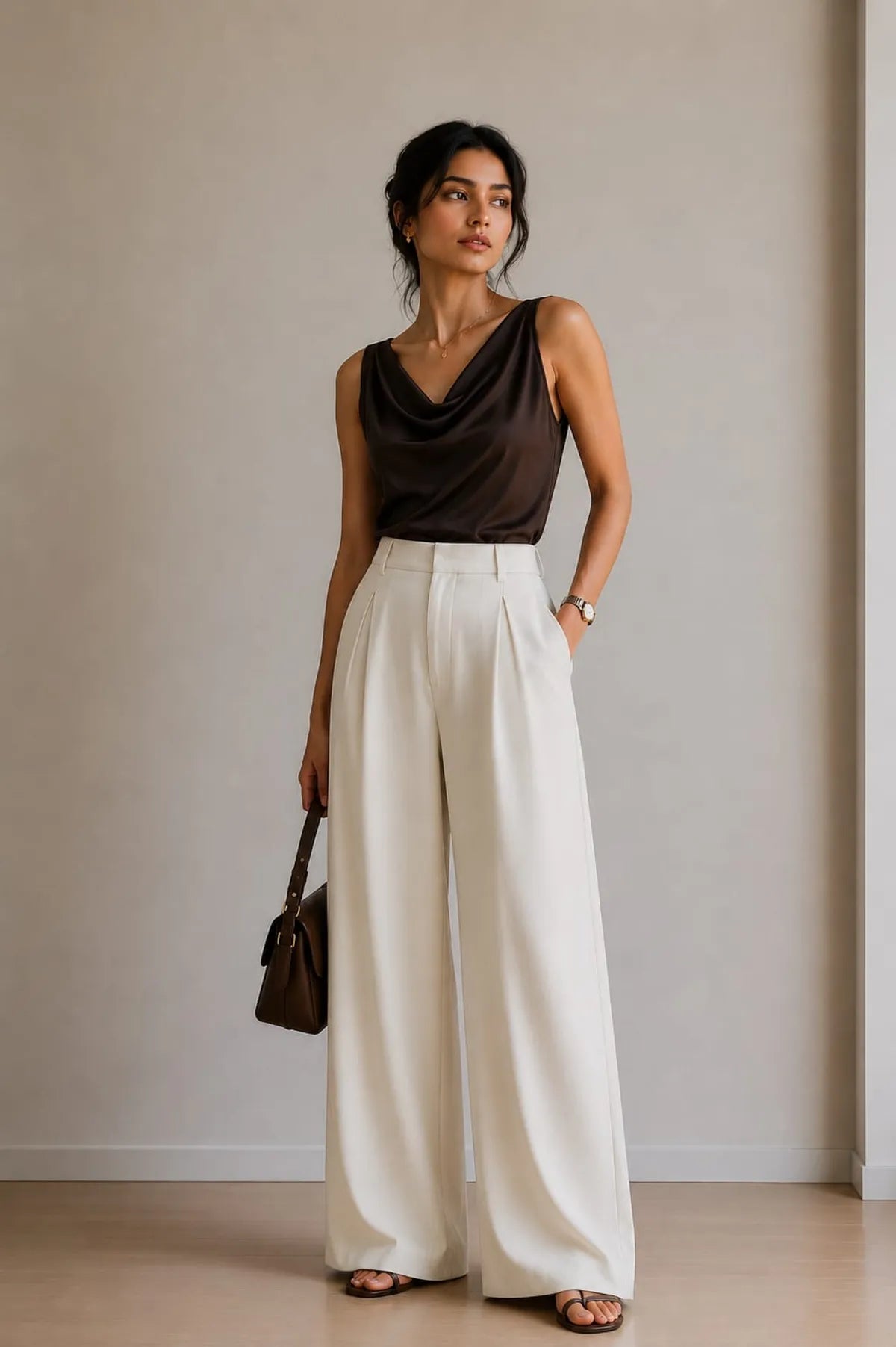 Korean Style High Waist Chein Cream