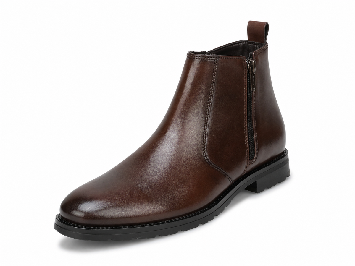 Men's Croc-Textured Chelsea Brown