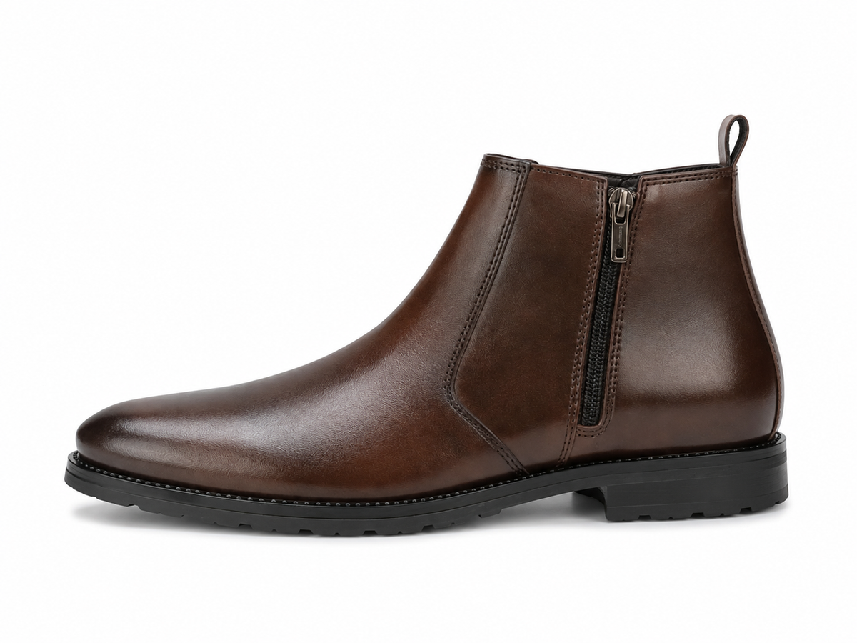 Men's Croc-Textured Chelsea Brown