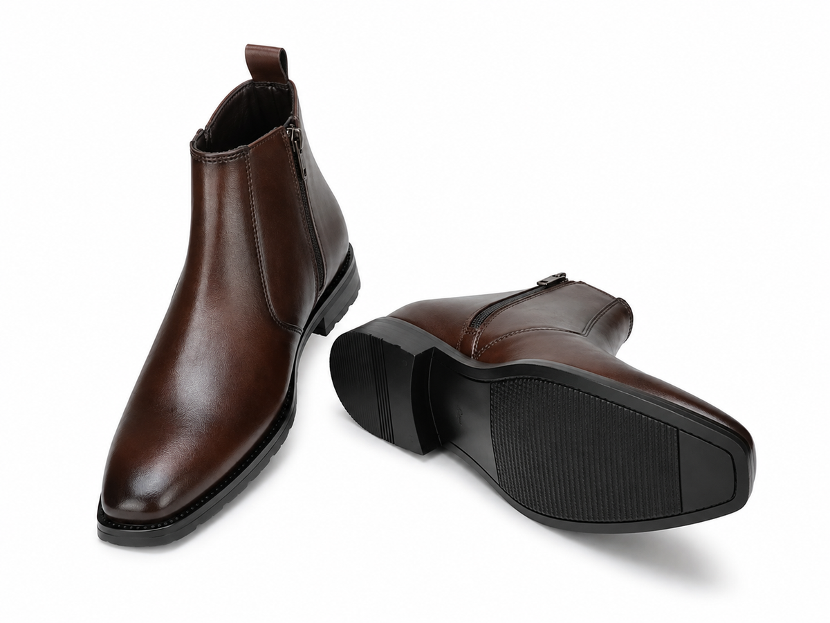 Men's Croc-Textured Chelsea Brown