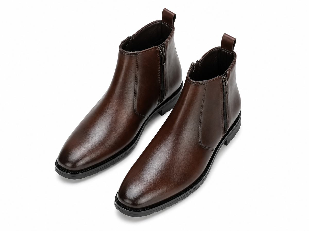 Men's Croc-Textured Chelsea Brown