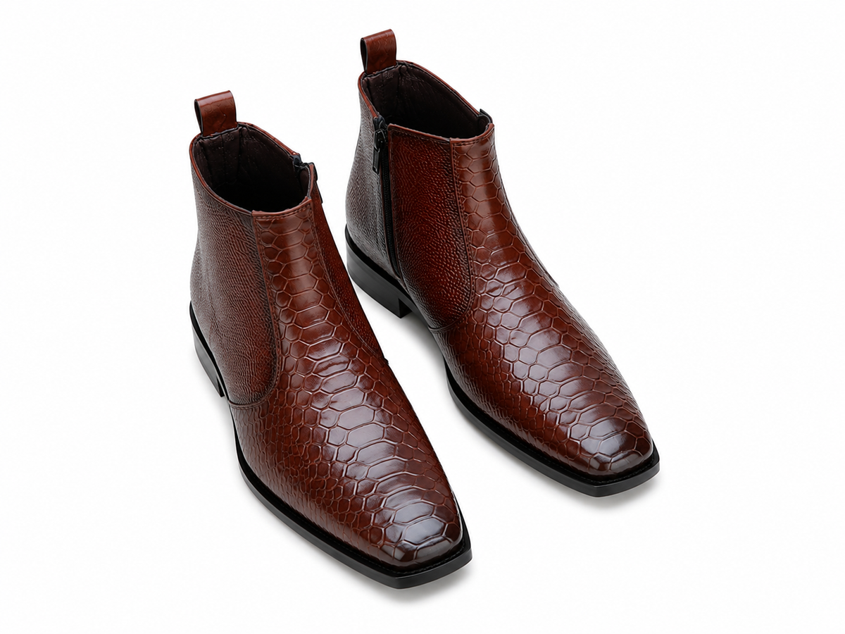 Men's Croc-Textured Chelsea Boots