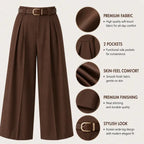 Korean Style High Waist Belted Brown