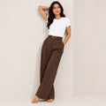 Korean Style High Waist Belted Brown