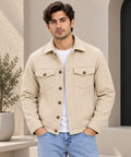 Men's Beige Tweed Textured Jacket