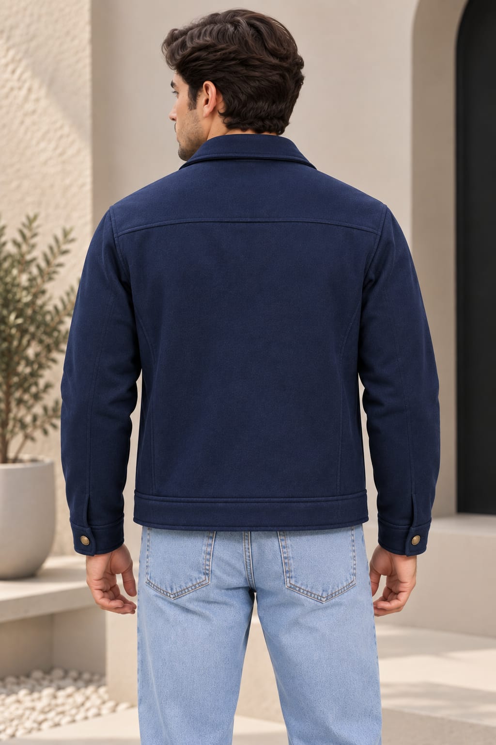 Men's Blue Tweed Textured Jacket