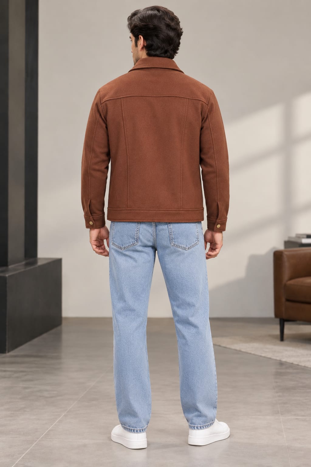 Men's Brown Tweed Textured Jacket