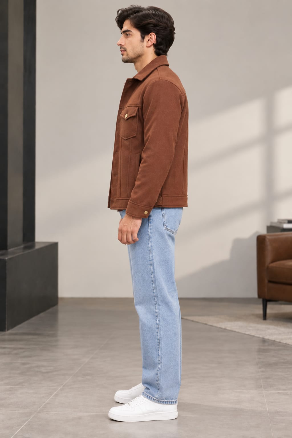 Men's Brown Tweed Textured Jacket