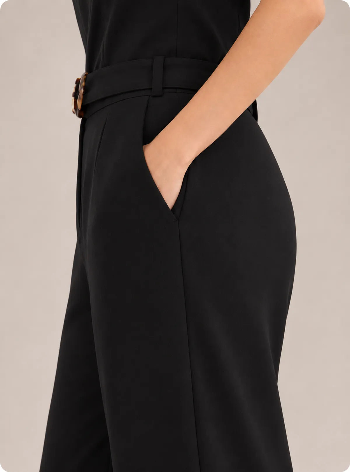 Korean Style High Waist Buckle Black