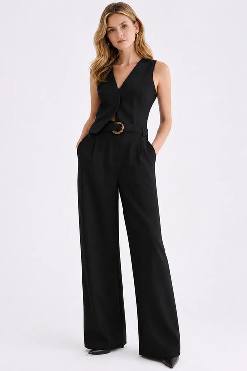 Korean Style High Waist Buckle Black