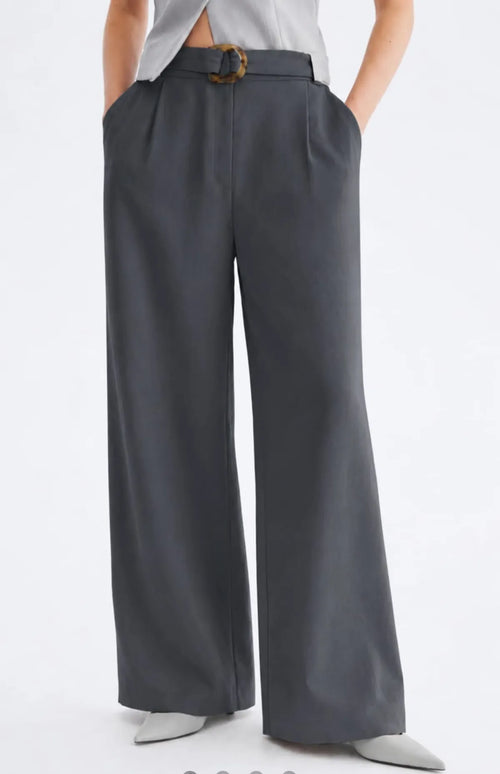 Korean Style High Waist Buckle Gray