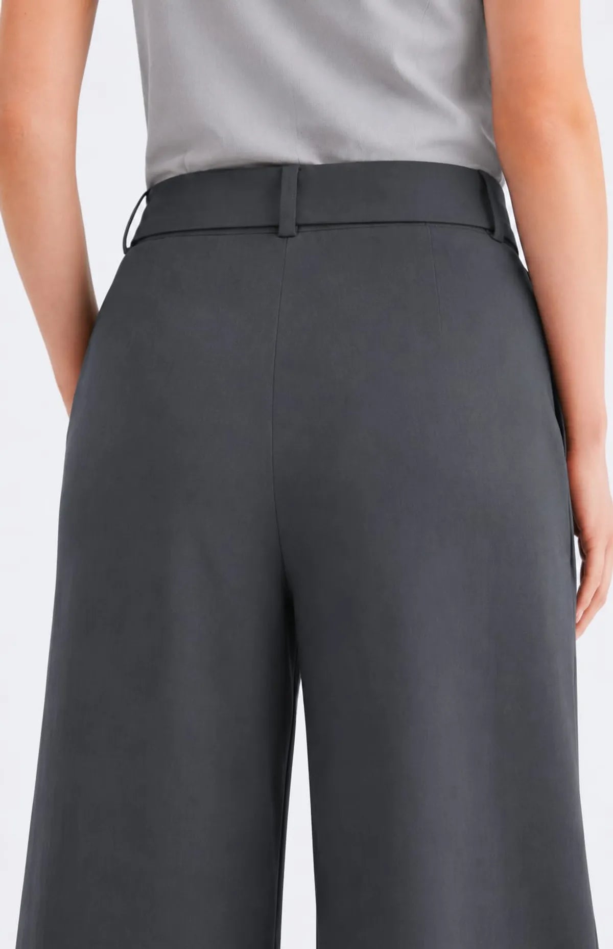 Korean Style High Waist Buckle Gray