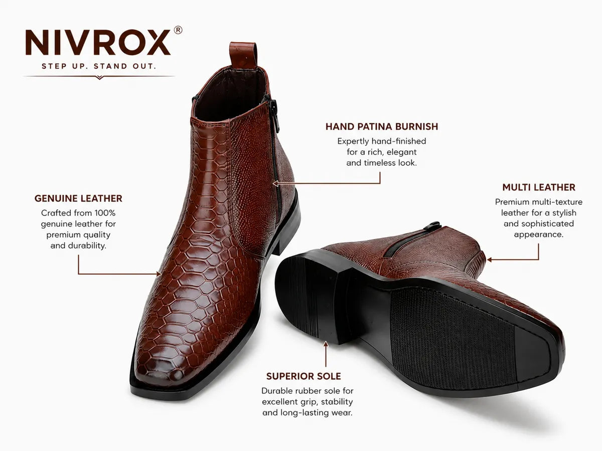 Men's Croc-Textured Chelsea Boots