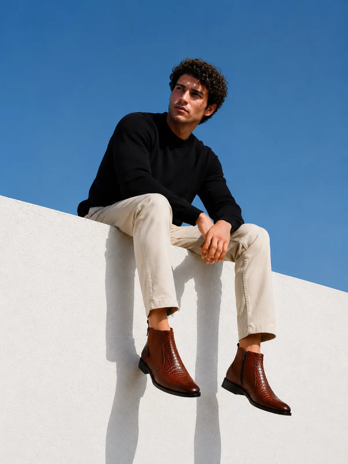 Men's Croc-Textured Chelsea Boots